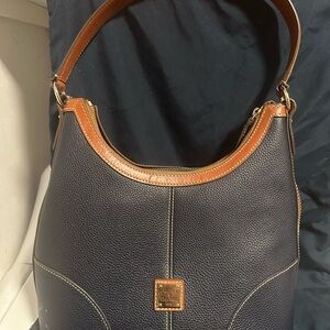 Dooney & Bourke Black and Brown Leather Hobo Bag